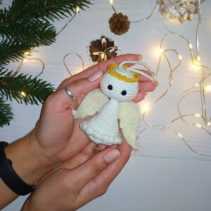 Xmas angel ornament for Christmas decor. Little white angel as a xmas gift. Cute angel. Personalised angel toy