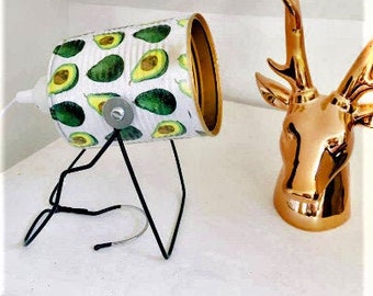 Avocado Print table lamp - quirky upcycled desk lamp - green and white lamp