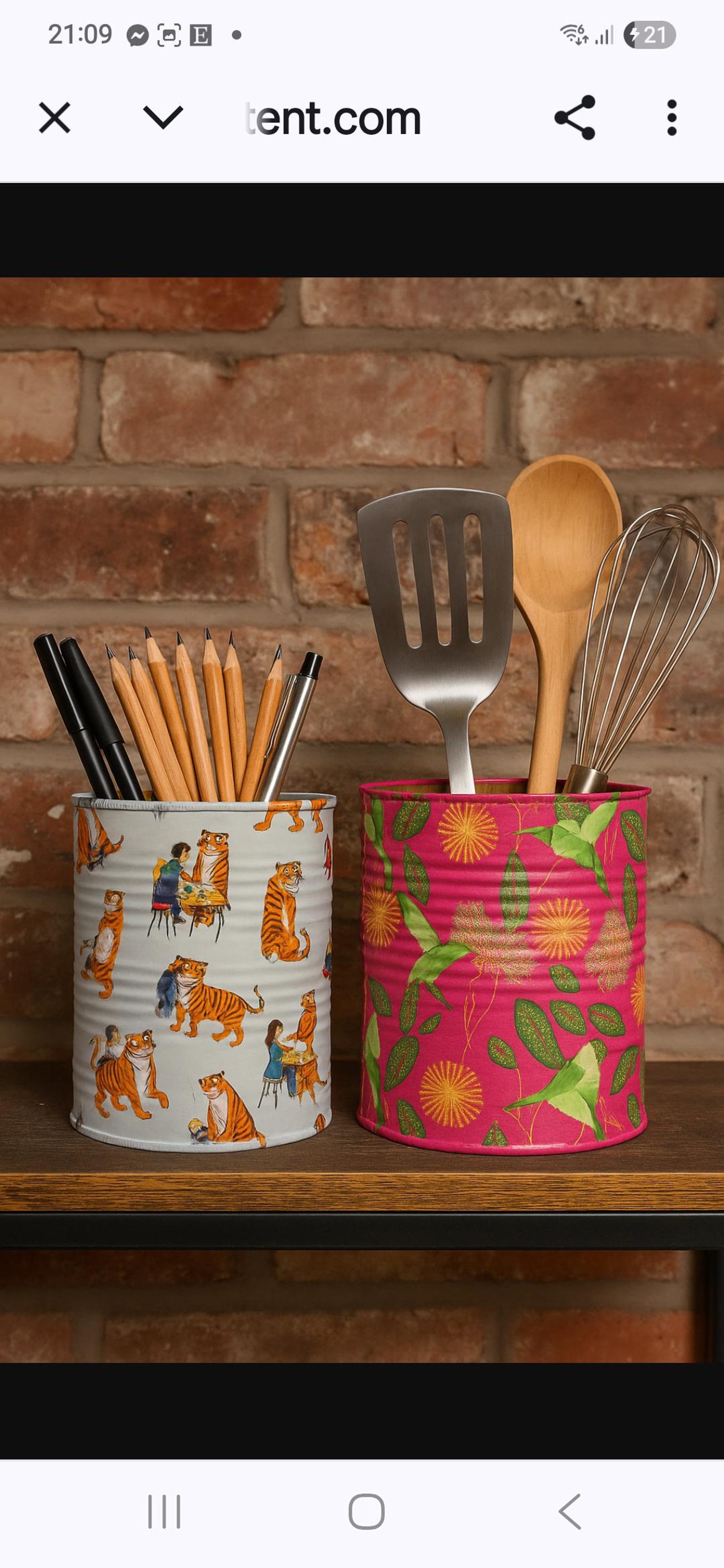 Colourful Upcycled Utensil Holder – Rustic Kitchen Storage – Boho Gift ...