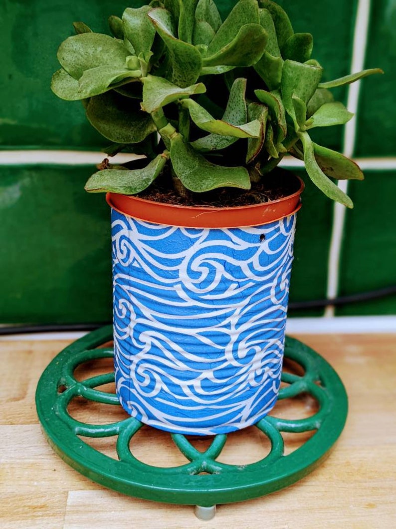 metal plant pot perfect for small plants, herbs, or flowers. Unique, lightweight, and durable image 1