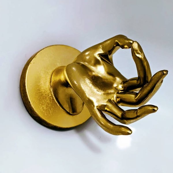 gold wall hook, upcycled mannequin hand hanger , headphone stand , pet leash holder , coat hook , wall key hook ,  towel hook