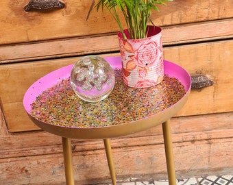 Glittery Side table - small coffee table- customised glittery table