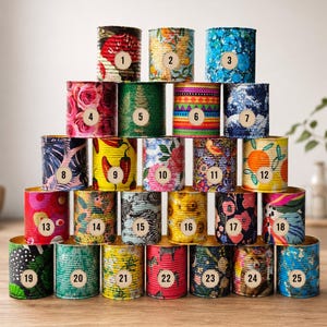 Colourful Plant Pot, Upcycled Tin Can Utensil Holder, Desk Organiser 16cm size