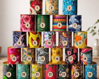 Colourful Plant Pot, Upcycled Tin Can Utensil Holder, Desk Organiser 16cm size