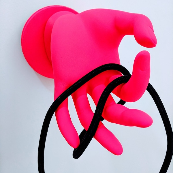 Neon pink Wall hook , headphone stand , pet leash holder , coat hook , wall key hook ,  towel hook, mannequin hand hook