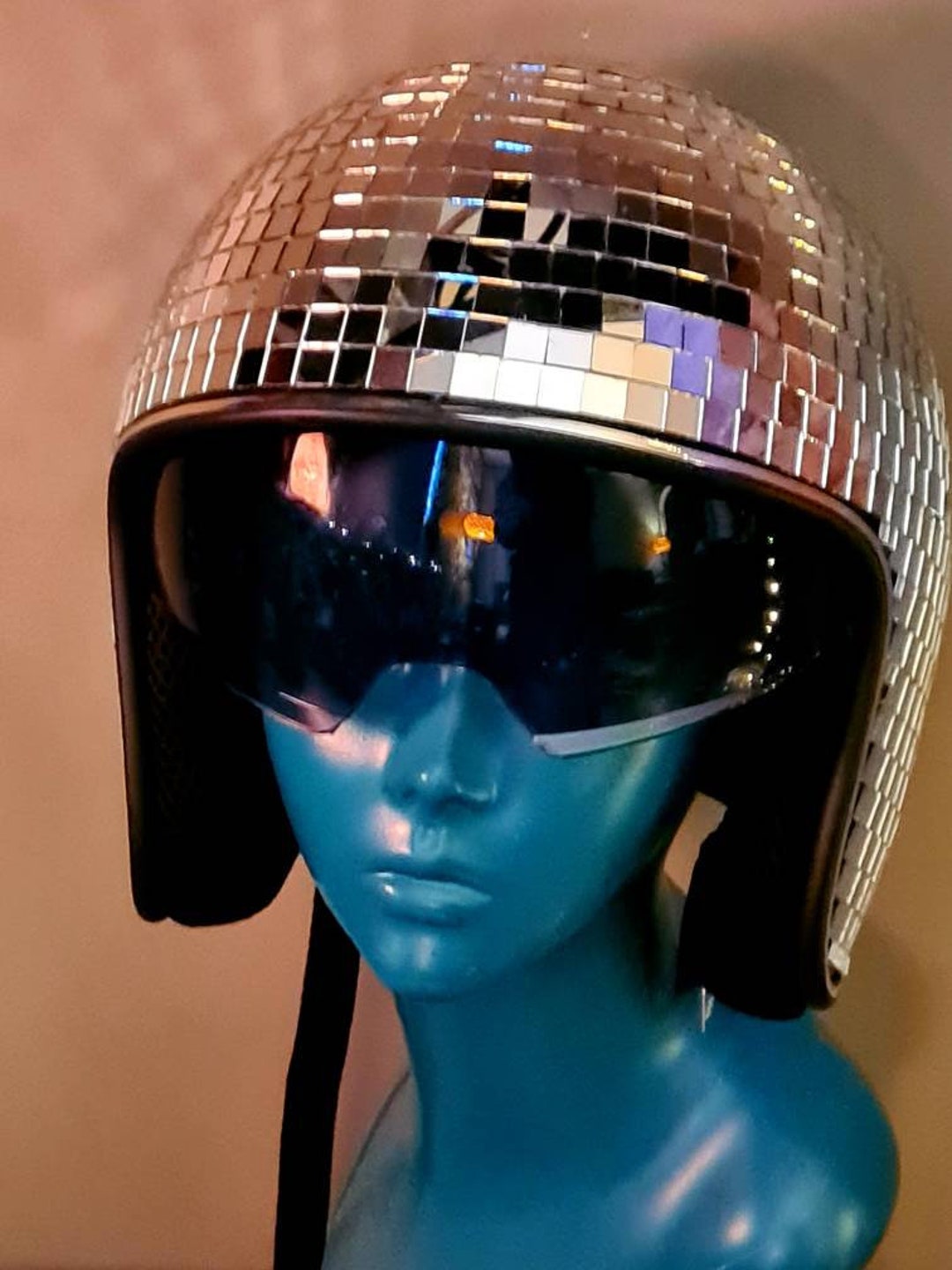 Disco Mirror Ball Helmet Party Helmet With Retractable Visor Etsy
