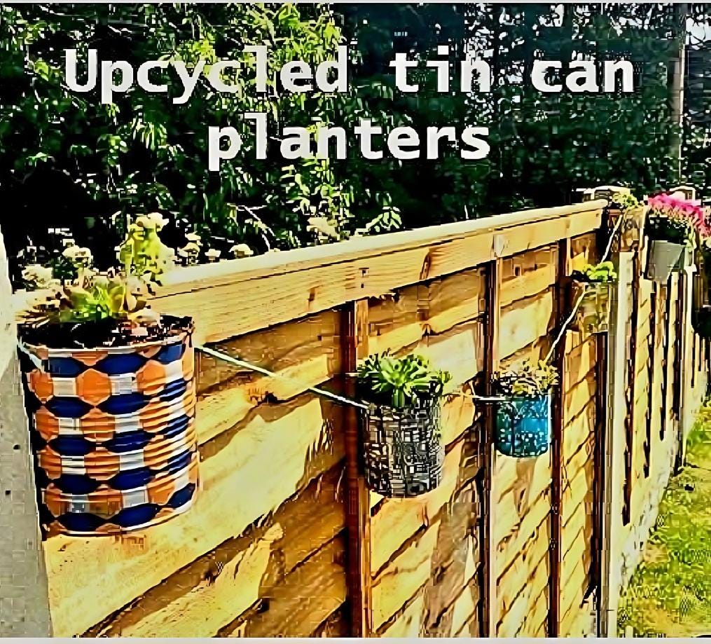 Handmade Fence Planter: Balcony Planter, Colorful Tin Can Plant Holder -  Etsy