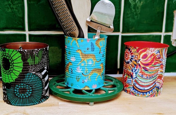 Pretty Printed Utensil Holder – Eco-friendly Kitchen Storage Pot