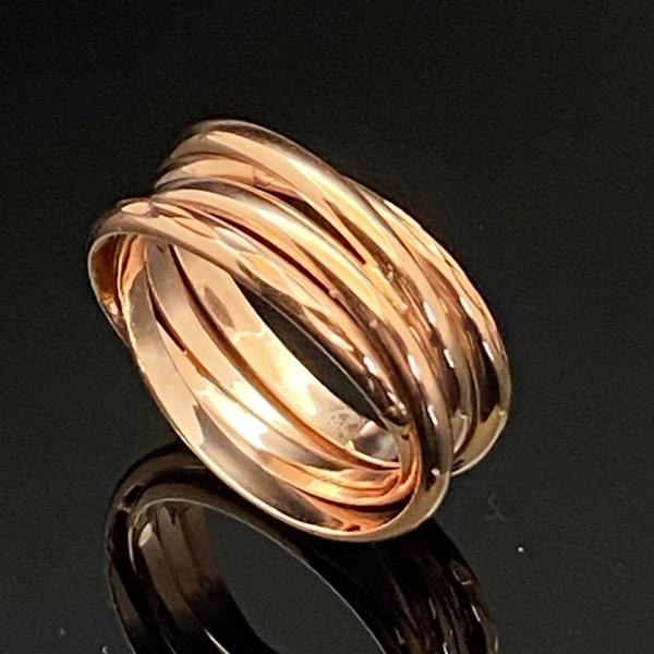 NEW Ladies Solid 14K ROSE Gold Interlocking Woven Stackable Band Ring (Available Sz 6 to 9)