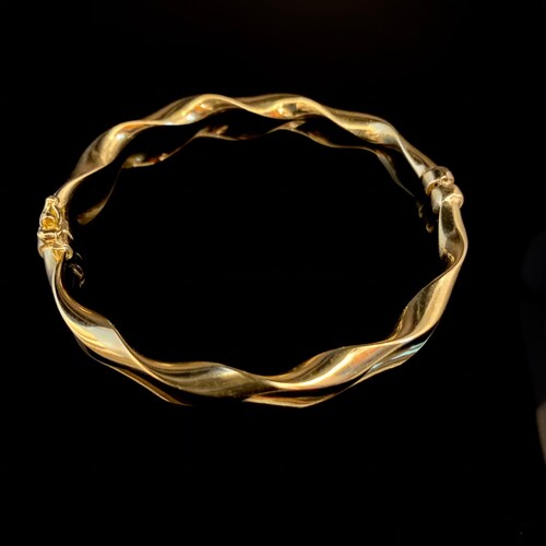 Gold Over Sterling Silver Twisted Tube shops 5mm Twirl Bangle