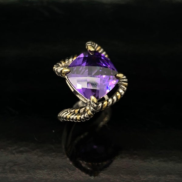 Two Tone Rope Edge Turquoise Ring main image 1