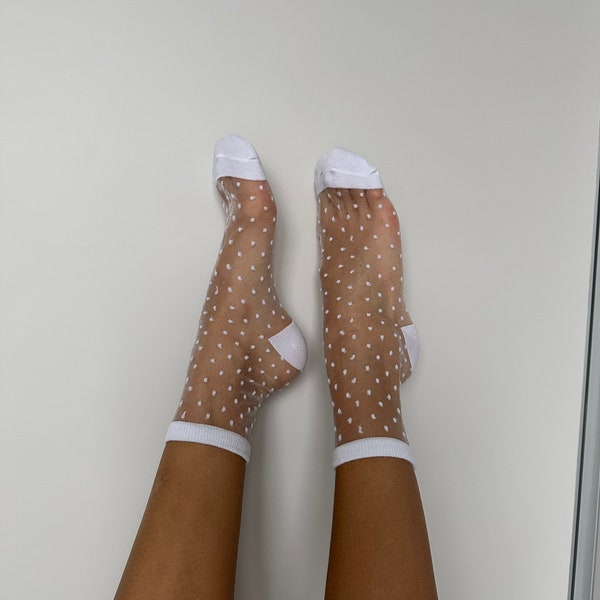 Niedliche transparente Polka-Dot-Socken, Mesh-Tüll-Socken, Mode-Schiere-Socken für Frauen, ultradünne Strümpfe, hohe Qualität