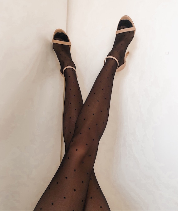 Buy Transparent Polka Dot Lace Mesh Tights for Woman Online in