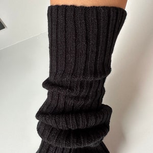 Handmade Leg warmers, Black colour pattern, Knitted Footless warmers, Leg warmer for women, premium quality