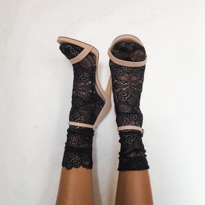 Handmade Lace Mesh Tulle Sheer Socks for Woman