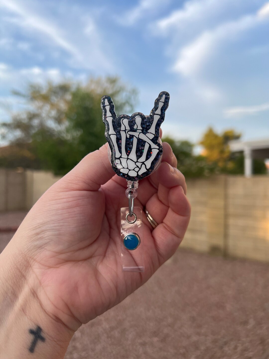 Skeleton Rocker Hand Badge Reel - Etsy