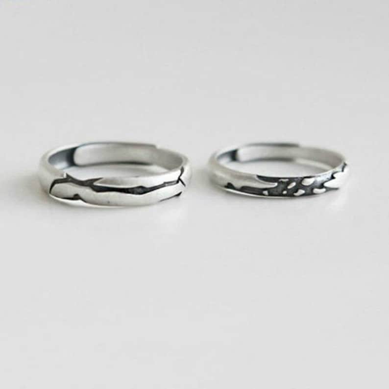 Korean Style Statement Couple Rings Promise Rings for Etsy UK