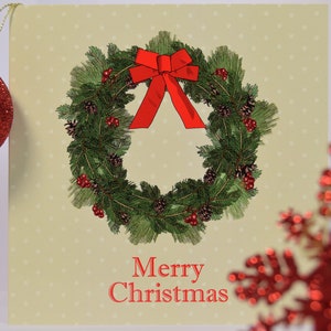 Hand Designed Christmas Wreath Christmas card