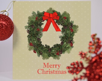 Hand Designed Christmas Wreath Christmas card