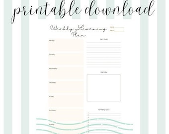 Printable Download Weekly Learning Plan Sheet for Unschoolers/Preschoolers/Etc