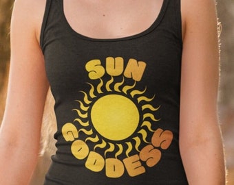 セクシーな太陽の女神の柔らかくて快適なかわいい夏用タンクトップワークアウトタンクヨガビーチタンク
