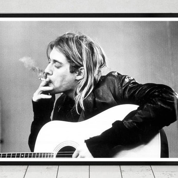 Kurt Cobain vintage photo print Printable photos of rock music legends Nirvana art posters & prints iconic grunge portraits Retro music