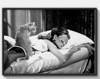 Audrey Hepburn & Cat Art Print: Movie Poster Photograph (Digital Download)