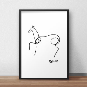 Picasso Horse Print, Minimalist Line Art (Digital Download)