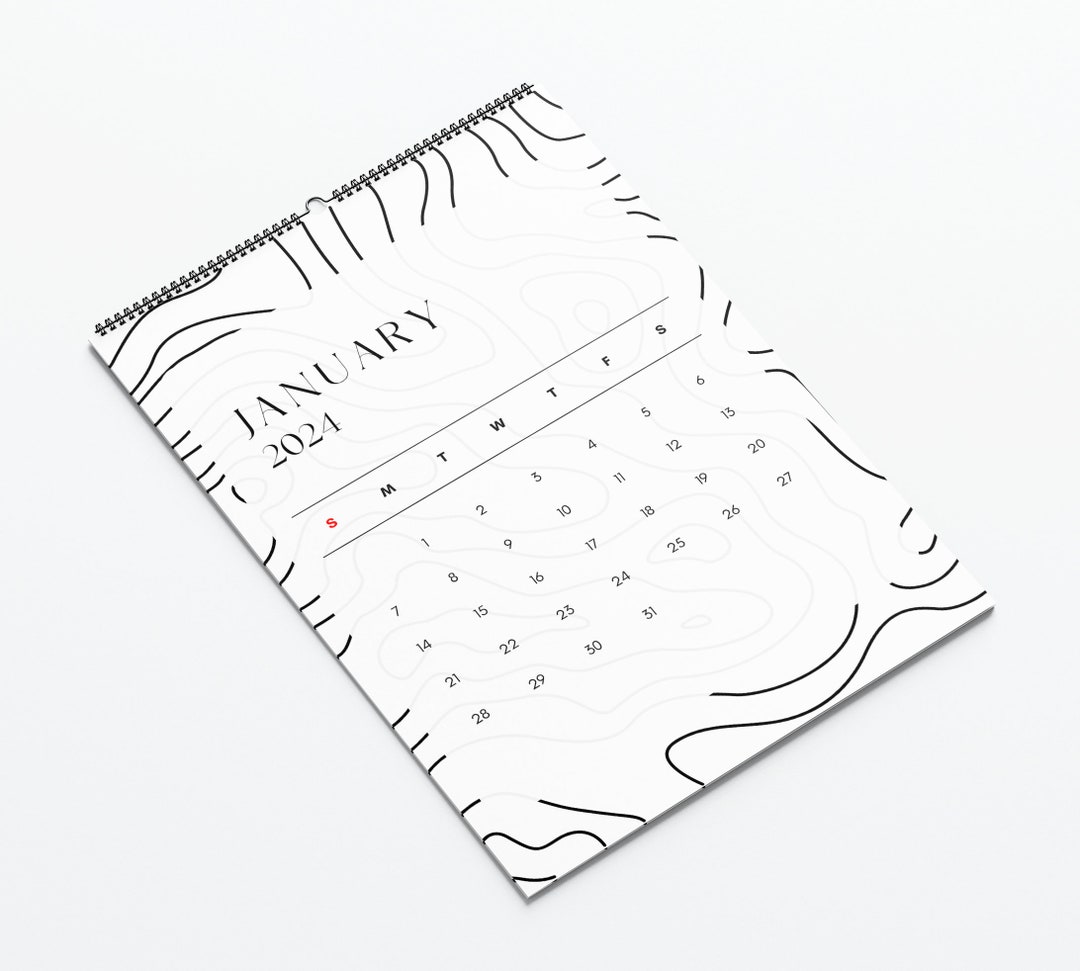 2024 Printable Wall Calendar, Minimal Line Calendar, 2024 Calendar