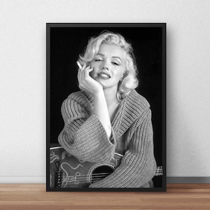 Wall Art Noir et Blanc Marilyn Monroe Smoking Poster Portrait Peinture sur  Toile Poster et Impressions Girl Canvas Print Picture Artwork for Home