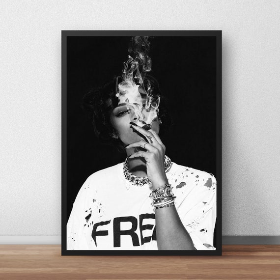 does rihanna smoke cigarettes Rihanna Smoking Print, Black and White Celebrity Portrait, Pop Star Wall  Art Poster (digital Download)