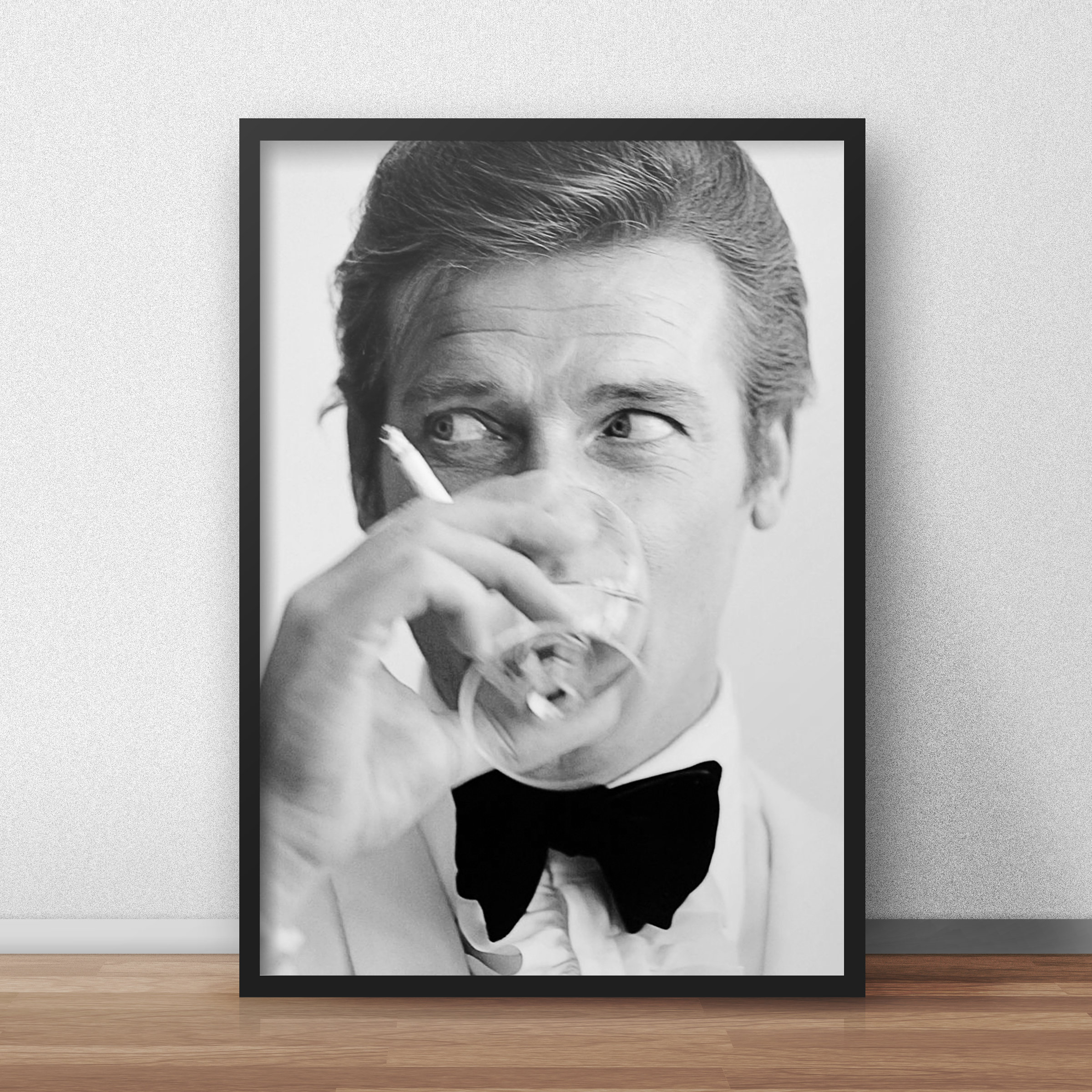 Roger Moore poster Bond Martini Roger Moore James Bond Print Etsy