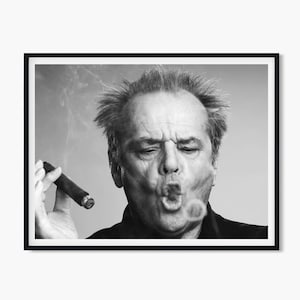 Jack Nicholson Print Jack Nicholson poster Jack Nicholson Wall Art Black and white print Jack Nicholson Cigar Digital Print Printable Art