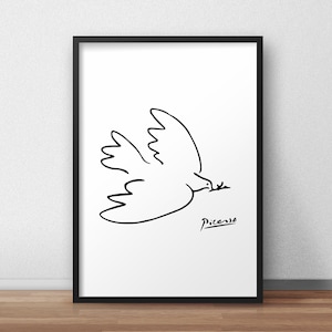 Picasso Dove Print: Minimalist Line Art Poster