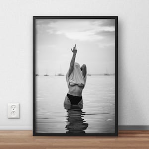 Feminist Middle Finger Black and White Art Print (Digital Download)