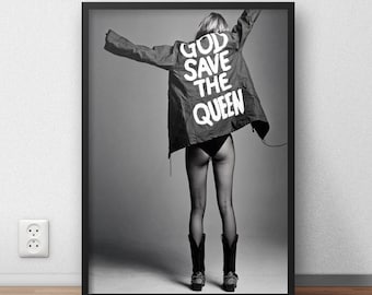 Kate Moss - God Save the Queen - Fashion Wall Art (Digital Download)
