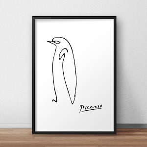 Picasso Penguin Art Print: Minimalist Line Drawing (Digital Download)