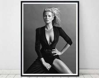 Kate Moss Black and White Fashion Photo Print (Digital Download)