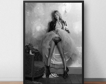 Impression artistique Kate Moss : décoration murale tendance vintage