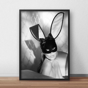 Kate Moss Bunny Mask Print: Fashion Wall Art