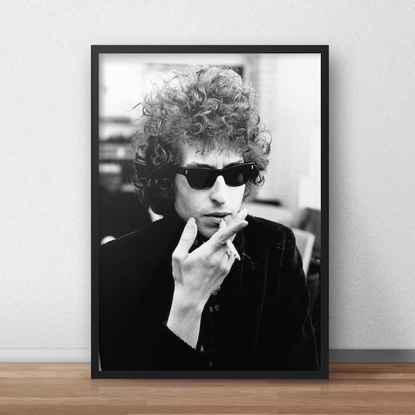 Póster de Bob Dylan: Impresión vintage de estrella musical en blanco y negro