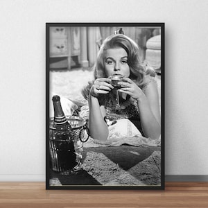 Woman Drinking Martini Poster Bar Cart Print Black and White Cocktail Wall Art Alcohol Poster Teen Dorm Room Decor Feminist Poster