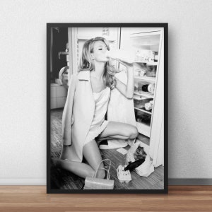 Kate Moss Black and White Photo Print: Fashion Art Poster