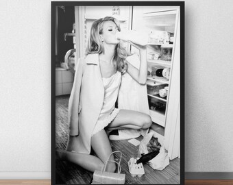 Kate Moss Black and White Photo Print: Fashion Art Poster