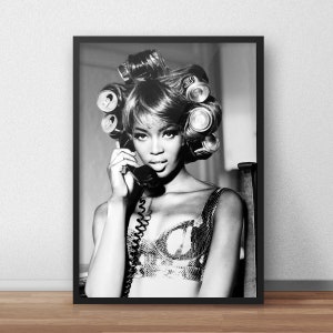 Pôster de Naomi Campbell • Impressão de Naomi Campbell Impressão de moda de Naomi Campbell, foto de Naomi Naomi preto e branco Naomi Art Print Decoração de parede moderna