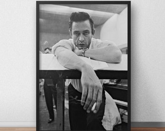 ジョニー・キャッシュの葉巻写真 • 白黒アートプリント（デジタルダウンロード）