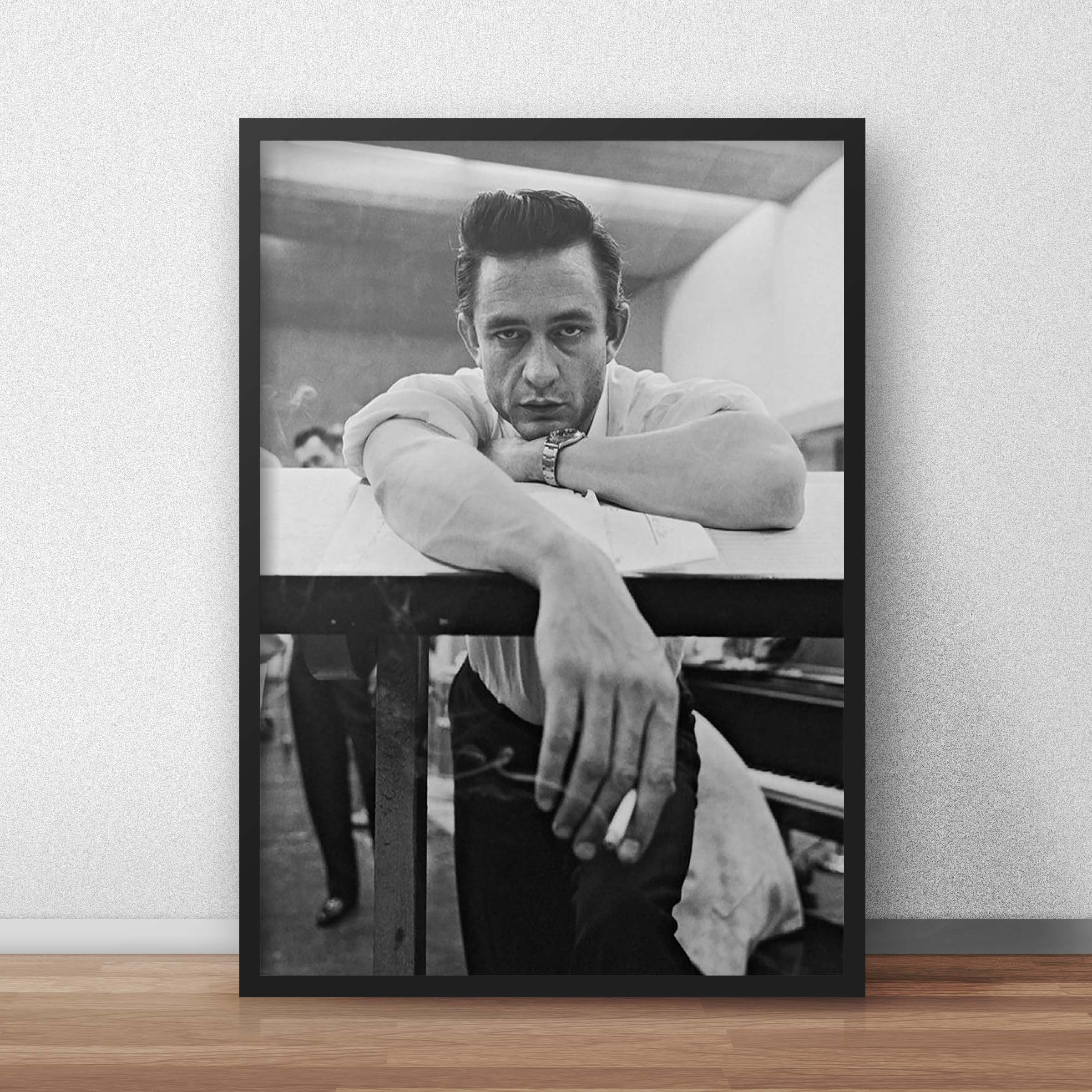 Johnny Cash Black And White Poster