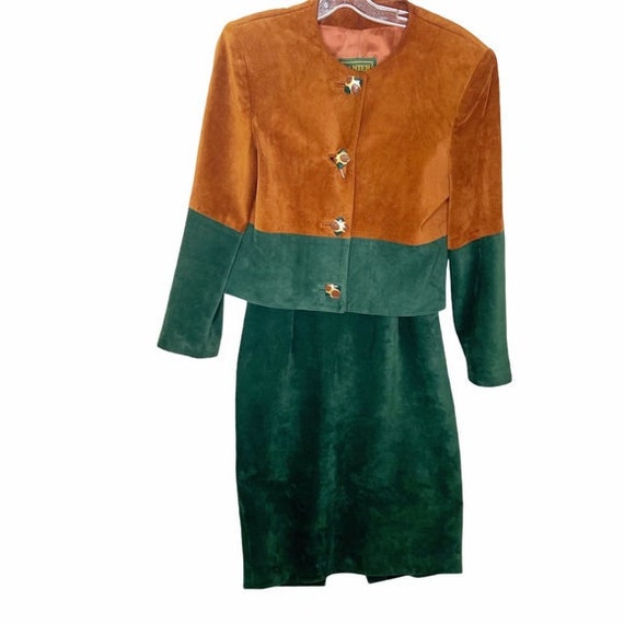Vintage Danier leather suede skirt suit