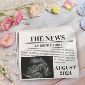 Digitale Schwangerschaftsankündigung, Babyzeitungsankündigung, Digitale Ankündigung, geschlechtsneutrale Ankündigung, Social Media Reveal