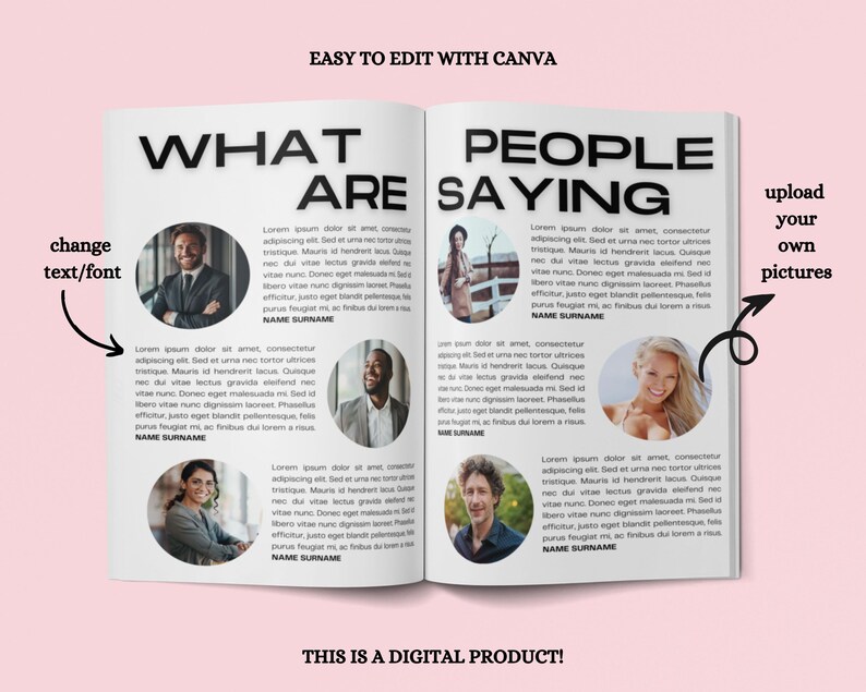 Magazine Testimonials Magazine Template, Ebook Template Canva, Lifestyle Magazine, Birthday ...